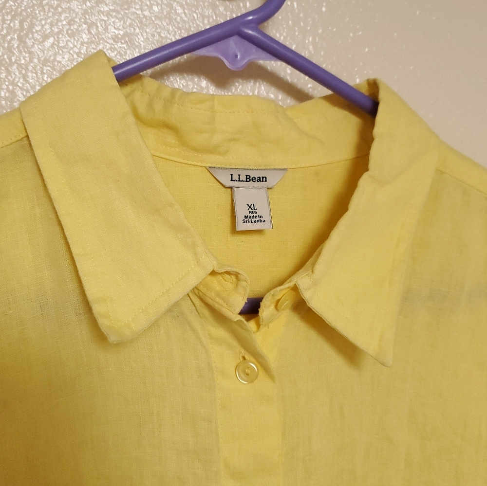 LL BEAN 100% Linen Button Down Lagenlook Shirt - Picture 3 of 7